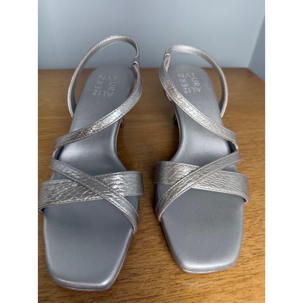 Naturalizer Silver Strappy Heeled Sandals